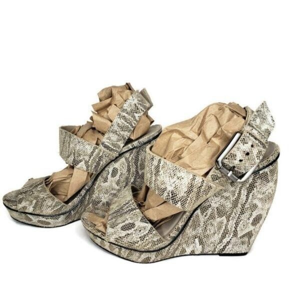 Rebecca Minkoff Women's Snake Print strappy Wedge Sandals Size 7 - Picture 13 of 16